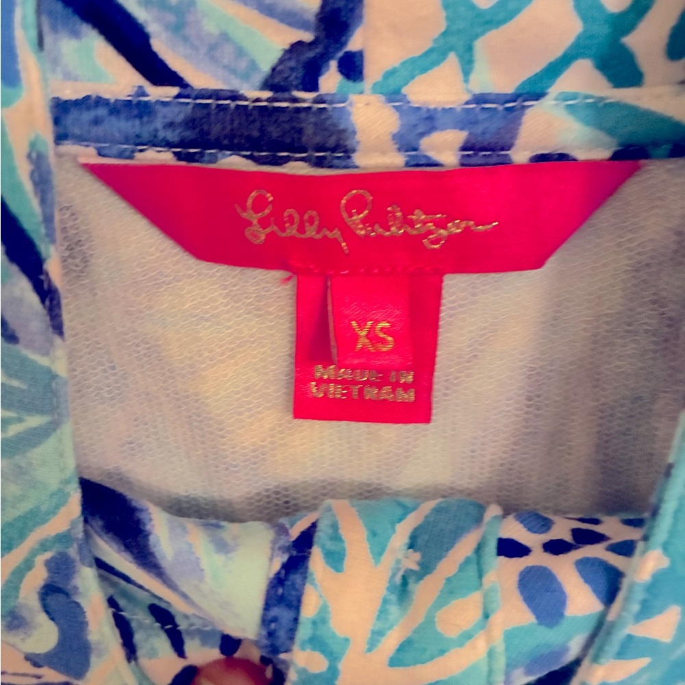 Lilly Pulitzer UPF 50+ Captain Popover Turquoise Oasis Half Shell XS - Picture 7 of 7